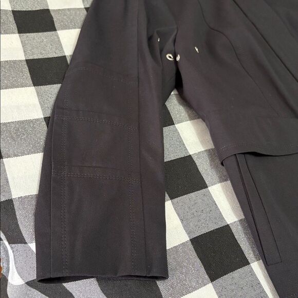 Escada Black Full Zip Lined Jacket White Removable Collar Sz 44/US Lg 12 Stretch - Picture 13 of 16